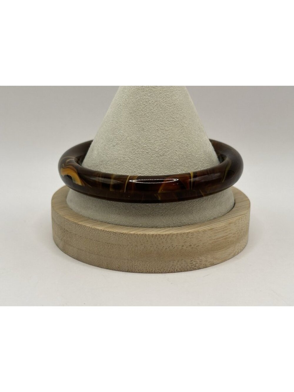 Glass Bangle Bracelet Brown Bohemian Retro MCM Marbled Look Swirl Unique Vintage